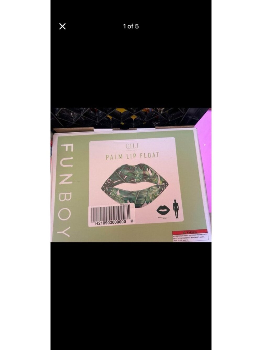 Funboy Giant Float Shaped Like Lips NIB Never Used 74”. Holds Air For Days!